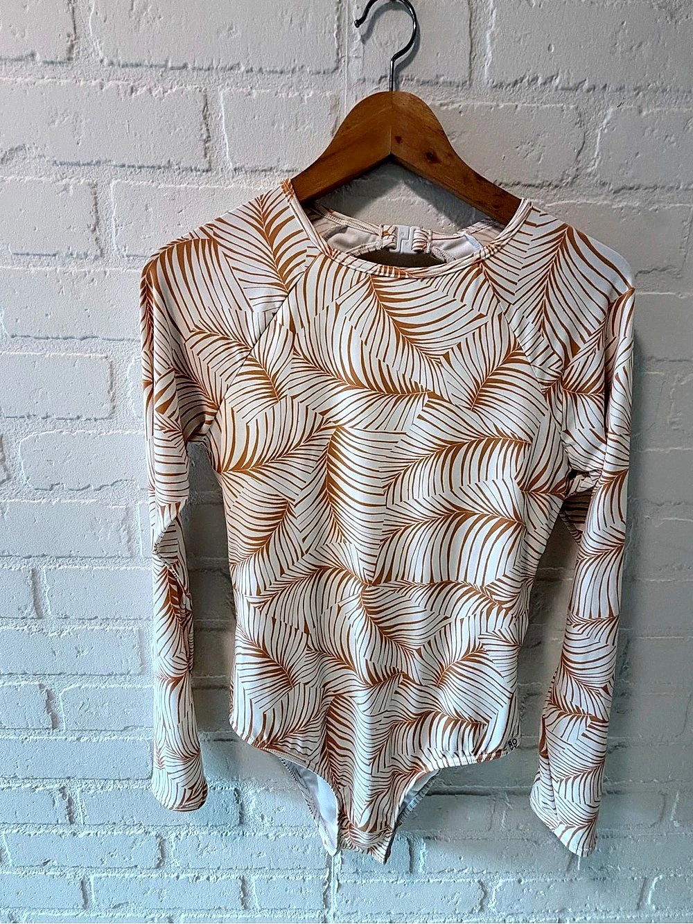 Roxy Melissa Coral LS One Piece Long Sleeve One Piece White Orange NWT